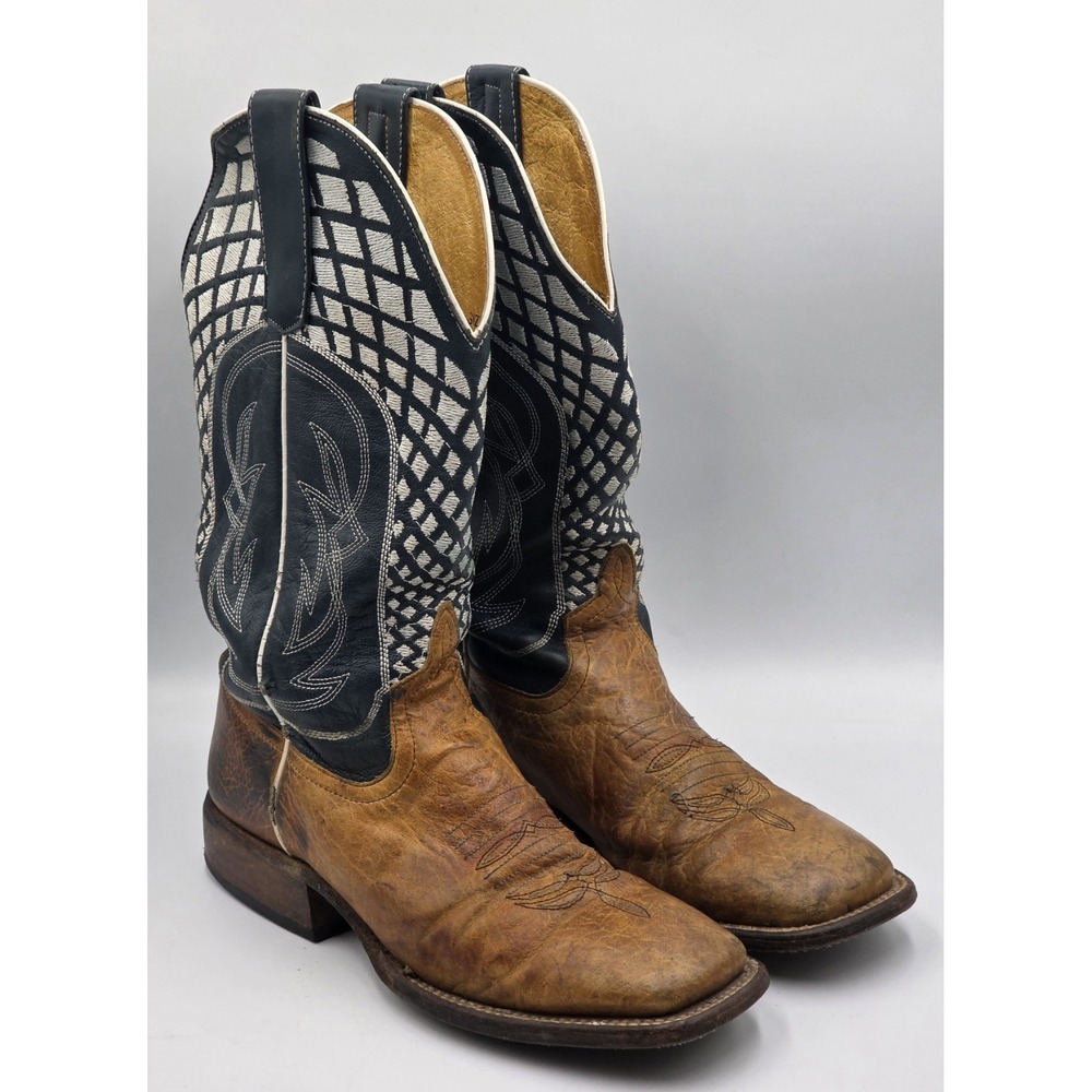 Horse Power HP1779 Men's 5D Navy Blue Distressed Brown Square Toe Boots